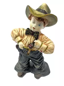 Capodimonte Italy Cowboy Keramik Figur zwinkernd hält Pfeife handbemalt LESEN - Bild 1 von 20