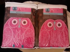 2 PANNELLI FINESTRA ~ MARRONE CIOCCOLATO CON POIS MARRONE CHIARO ~ GUFO ROSA ~ NUOVI ~ 40 X 86 - Foto 1 di 4