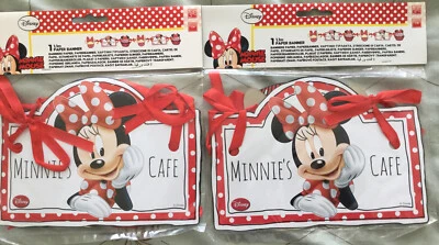 Minnie Mouse Party Banner. X2 Lovely Banner Words "Minnie's Cafe".  Cupcakes - Image 1 of 3