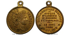France médaille 1885 Concours de musique de Honfleur Bronze médaille souvenir - Picture 1 of 1