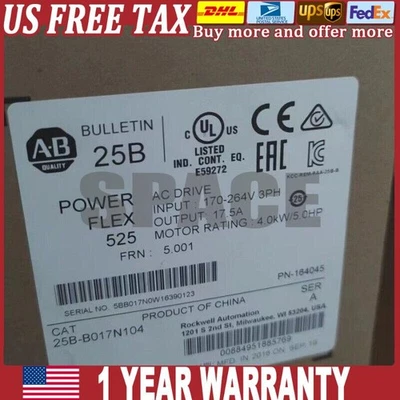 25B-B017N104 PowerFlex 525 ,240VAC 3HP 2022 US Free Tax - Image 1 of 4