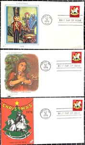 Tres (3) diferentes EE. UU. #1769 15¢ niño en caballo mecedor FDC/cubierta primer día - Imagen 1 de 7