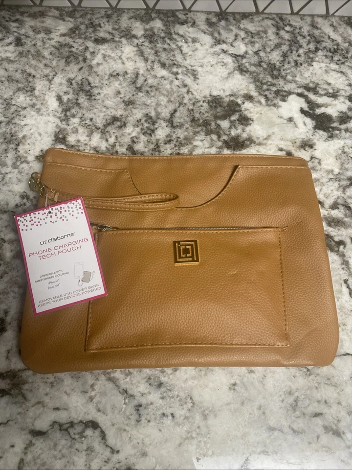 Liz Claiborne Phone Charging Tech Pouch - Cognac 12inch Wide X 9inch Height