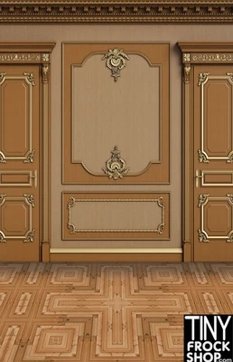 A-431 12" Fashion Doll Photography Backdrop - Wide - Overly Ornate Wood Wall - Image 1 of 2