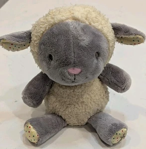 Hallmark 11" Agnello OH COSÌ BENEDETTO Peluche Imbottito Grigio Sherpa Pois Crema Croce - Foto 1 di 8