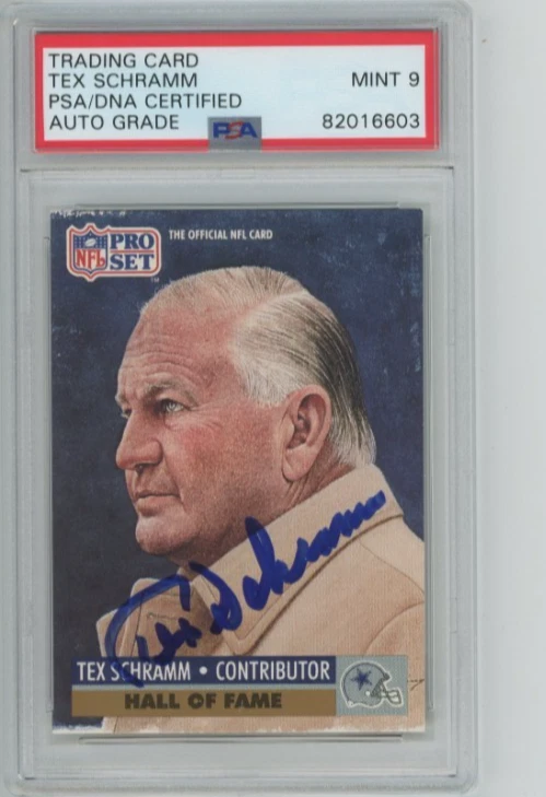 Tex Schramm 1991 Pro Set Mint 9 Cowboys HOF PSA/DNA Signed Auto Autographed - Image 1 of 1