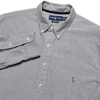 VTG Ralph Lauren Oxford Shirt Mens XLT Smoke Gray Flesh Pony - Image 1 of 4