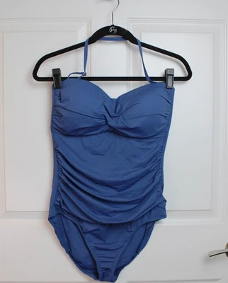 Traje de baño de una pieza acanalado delantero torcido Anne Cole MYMO00501 azul pizarra talla 12 LN Foto 1 de 4