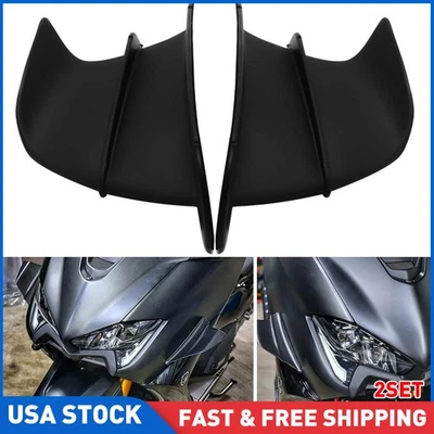 2 pares de acessórios kit spoiler asa defletor de ar para motocicleta preto brilhante - Imagem 1 de 4