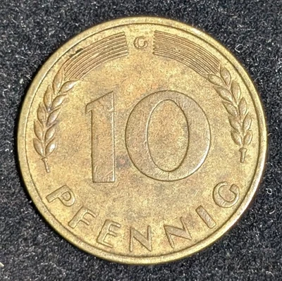 Alemania G 1970 10 Pfennig circulado KM# 108 Foto 1 de 3