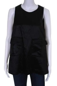 Carven Womens Sleek Black Pocket Top Blouse Cotton Size EUR 38 11048409 - Picture 1 of 6