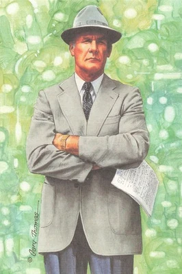 Tarjeta postal artística de Tom Landry (Dallas Cowboys) 1993 Goal Line sin firmar Foto 1 de 2