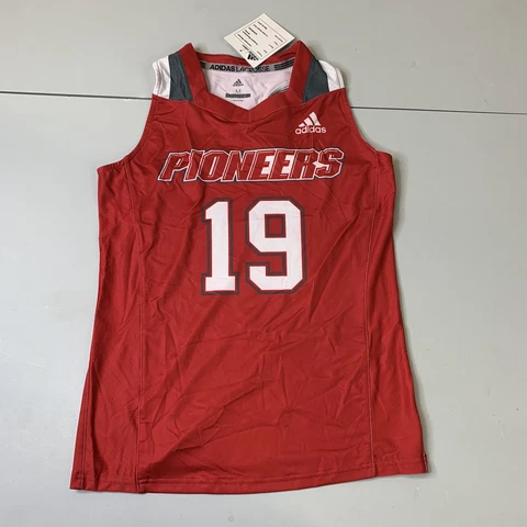 NWT SHU Pioneers Lacrosse Jersey Womens M Red NCAA Sports Logo Sleeveless Cover