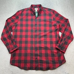 LL Bean Plaid Flannel Shirt Men's Size 2XLT Red Slightly Fitted Cotton NWT - Picture 1 of 10