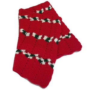 Weihnachten Schoß gehäkelt Strick Chevron 45" rot grün weiß Weihnachtsgeschenk - Bild 1 von 10