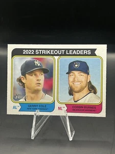 2023 Topps Heritage Gerrit Cole / Corbin Burnes 2022 Strikeout Leaders #207 - Picture 1 of 2