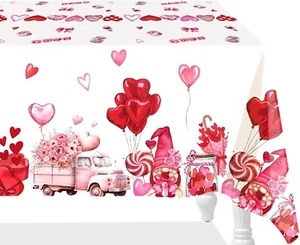 3Pcs Valentines Day Tablecloth Plastic Disposable Valentine'S Table Cloth Table - Picture 1 of 9