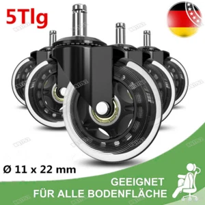 5X Bürostuhlrollen Schwere Set Hartbodenrollen für Schreibtischstuhl Ø 11mm NEU - Bild 1 von 12