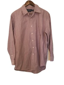 Ralph Lauren Mens Classic Fit Maroon Stripe Long Sleeve Button Down Shirt Large - Picture 1 of 5
