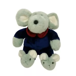 DanDee Collectors Choice Plush Gray Mouse Blue PJs Mouse Slippers Stuffed Animal - Picture 1 of 7