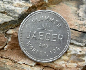 1920 PLUMMER & WORLEY, IDAHO (2 towns BENEWAH & KOOTENAI COS) JAEGER 50c TOKEN - Picture 1 of 7