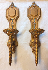 Pair Champion Cast Aluminum Victorian Candle Electric Wall Sconce Light Fixture