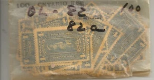 Canada Revenue - Ontario - Lot of 100 Van Dam no OL82/82a - MNG - punch cancel - Picture 1 of 1