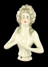 Austrian Art Deco Vintage Half Doll Pin Cushion Lady Flapper Porcelain Figurine
