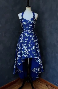 Alice + Olivia Blue Satin Halter Neck Ball Gown 10 NWTs - Picture 1 of 20