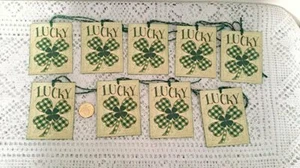 9~St Patrick's Day~Four Leaf Clover~Shamrock~Linen Cardstock~Gift~Hang~Tags - Picture 1 of 1