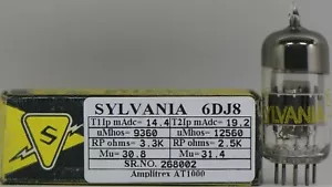6DJ8 ECC88 Sylvania NOS NIB made in U.S.A Amplitrex tested #268002 - Picture 1 of 11