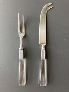 Cuchillo de queso vintage horquilla mango transparente hecho en Japón - Imagen 1 de 9