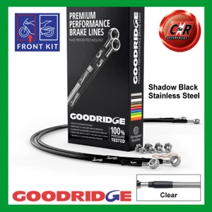 Per Suzuki GSX250EZ KATANA 1982 Goodridge NERO S/Acciaio Tubi Freno Anteriore - Foto 1 di 5