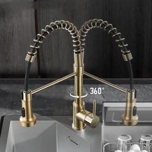 Pull Out Kitchen Faucet Stream Sprayer Matte Black Mixer Tap 360 Degree Rotation - Picture 1 of 20