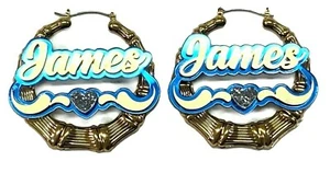 Pendientes de bambú placa de nombre personalizada 1.5 2.5 3.5" tamaño elección corte láser personalizado - Imagen 1 de 12