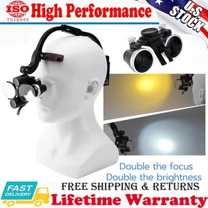 3.5X Head-Mounted Dental Surgical Headband Binocular Loupes + 5W LED Head Light - Picture 1 of 12