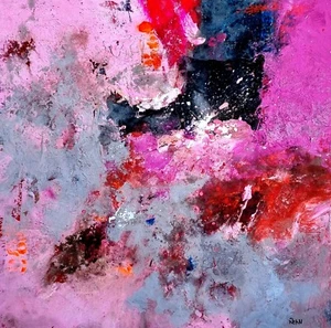 INFORMALE - NO VEDOVA SCIALOJA- mista su tela 90x90 - 083 BELLISSIMA RhenArtist - Foto 1 di 1