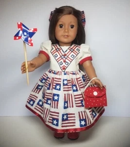 Vintage Molly patriotisches Kleid Set passt 18" American Girl Puppe 4. Juli Parade - Bild 1 von 9