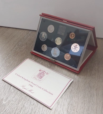 United Kingdom Royal Mint 1984 Proof Coin Collection Mint Condition- 8 Coin Set Cover