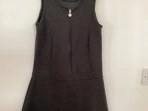 Girls Grey Zipped Front Flared Skirt School Pinafore Dress Age 9-10 - Picture 1 of 8