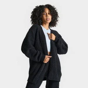 Nike Phoenix Cozy Knit Allover Print Womens Cardigan FZ1711 010 Black L NWT 160 - Picture 1 of 6