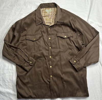 Haband Shirt Men's Sz XL Brown Flannel Lined Shacket Jacket LS Pockets VTG EUC - Image 1 of 4