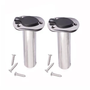 2X Boat Fishing Rod Holder Stainless Steel 90 Degree Flush Mount with PVC inner - Picture 1 of 7