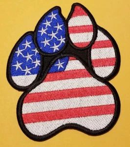 Bestickter Aufnäher US-Flagge Hund K-9 Pfotenabdruck 3,25 x 3,75 Zoll - Bild 1 von 2