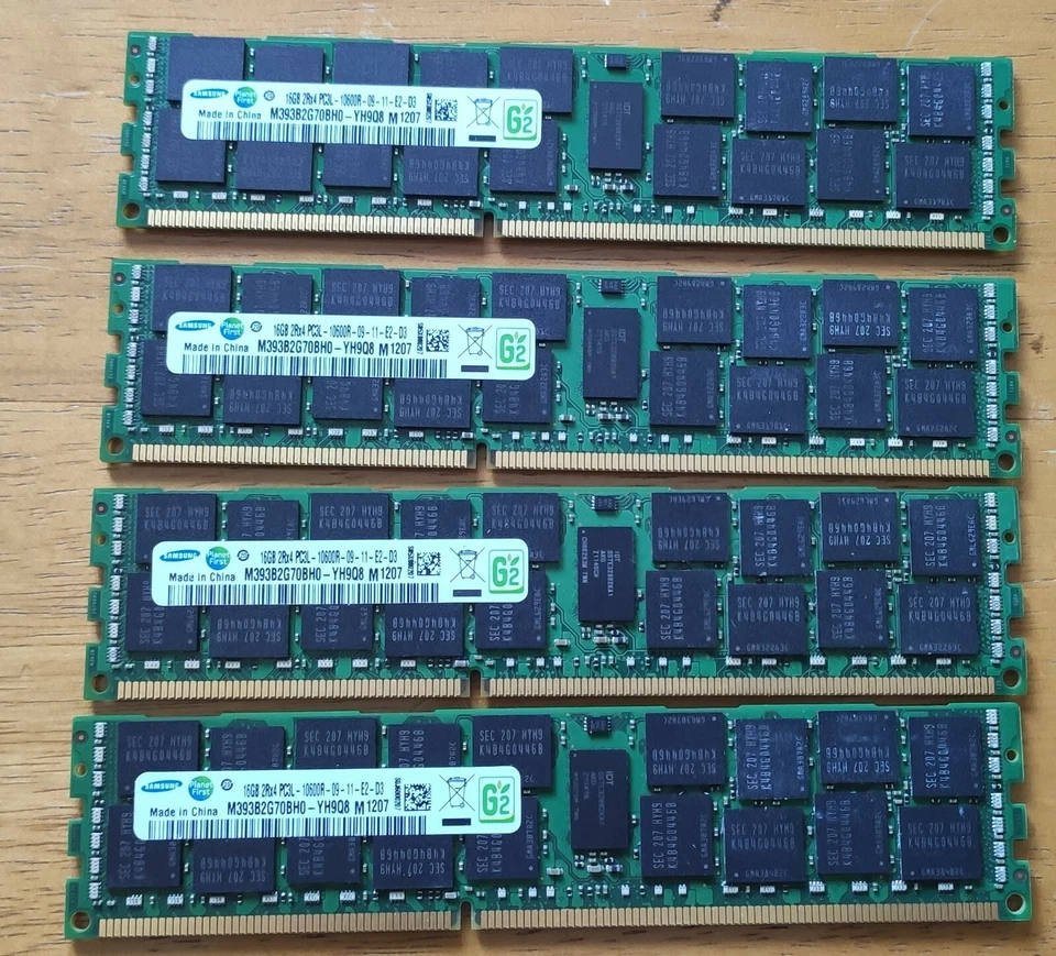 Samsung M393B2G70BH0-YH DDR3 PC3-10600 64GB (16Gbx4) Registered Server Memory... - Immagine 1 di 1