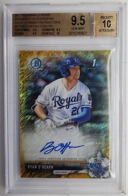 2017 Bowman Chrome Gold Shim Ryan O'Hearn Autograph 06/50 BGS 9.5 w/10 Auto - Image 1 of 2
