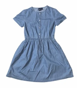 Preowned- Gap Kids Short Sleeve Button Front Chambray Dress Girls (Size M) - Picture 1 of 7