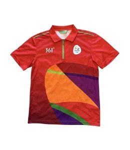 Rio 2016 SIZE Medium Red Volunteer T-Shirt Original Olympic T-Shirt 361° 1/4 Zip - Picture 1 of 9