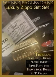zippos lighters Double XL Collector Gift Box WHERE EAGLES DARE + Gloves+ Flints - Picture 1 of 24