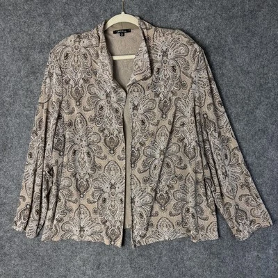 Chaqueta Onyx Nite Mujer 3X Beige Metálico Cachemira Brillo Frente Abierto Blazer EE. UU. Foto 1 de 4